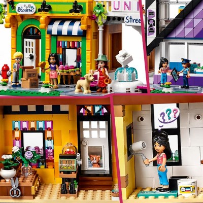 LEGO 41704 Friends Edificio della Strada Principale, Set Costruzioni  Modulari con Café di Heartlake City, Parrucchiere e Casa delle Mini  Bambole